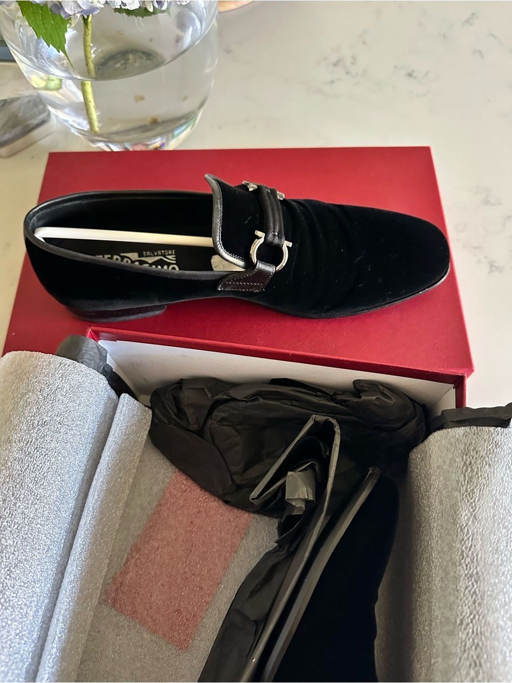 Salvatore Ferragamo Gancini Velvet Loafers